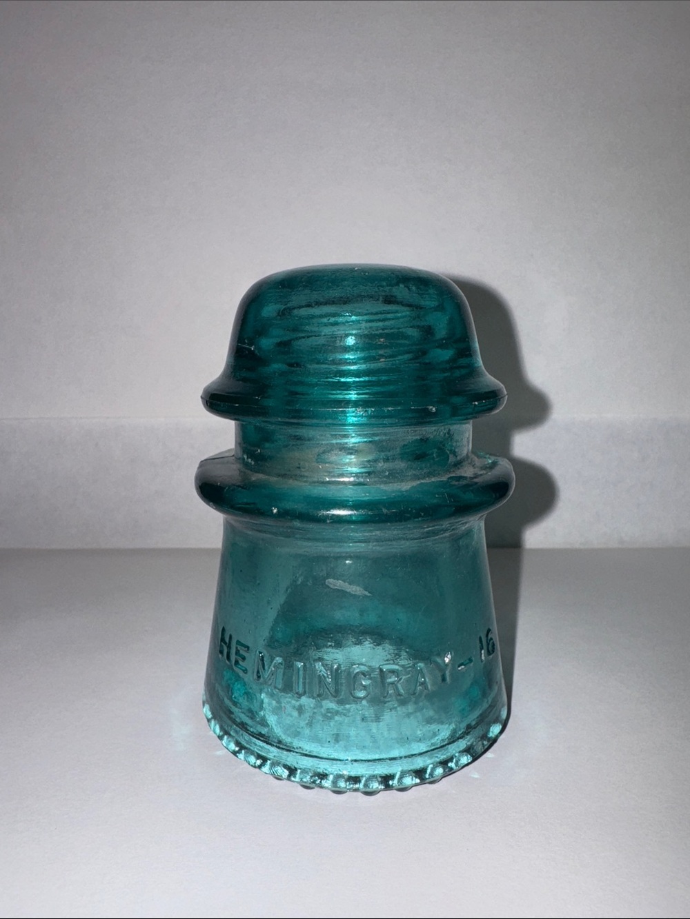 Hemingray Glass Insulator in Teal Aqua